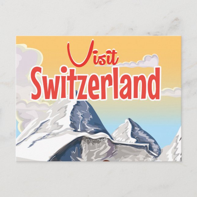 Schweiz skid resa poster vykort (Framsida)