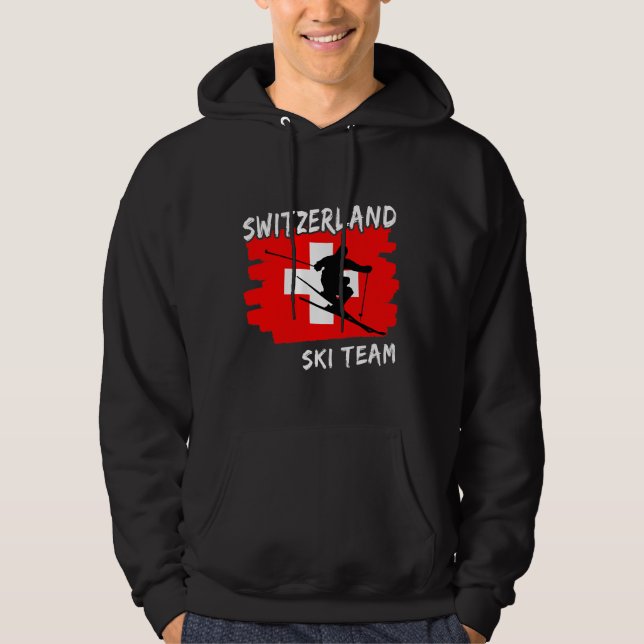 Schweiz Skida  Hoodie (Framsida)
