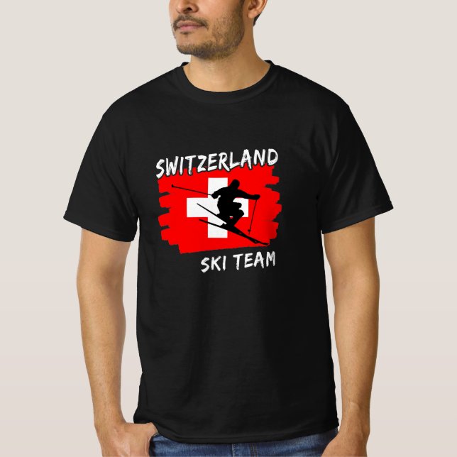 Schweiz skidräkt t shirt (Framsida)