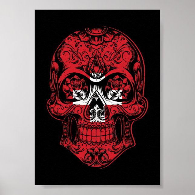 Schweiz Skull och Ro Flagga Poster (Framsidan)
