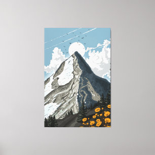 Schweiz Snötäckt Berg Canvastryck