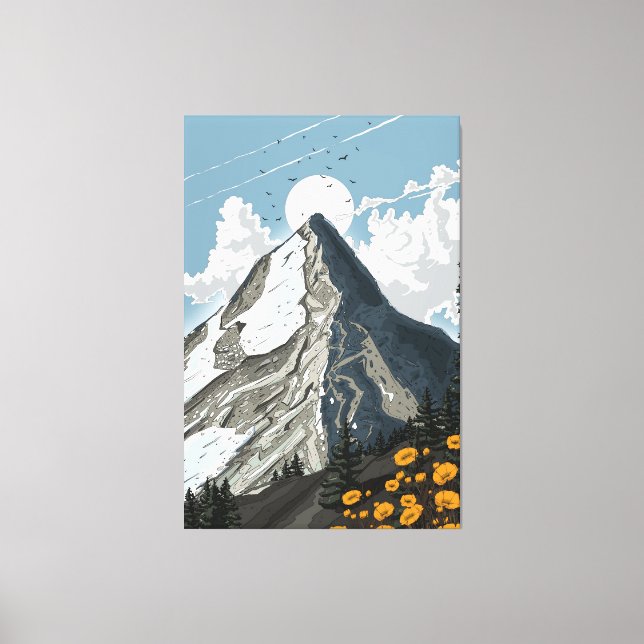 Schweiz Snötäckt Berg Canvastryck (Framsida)