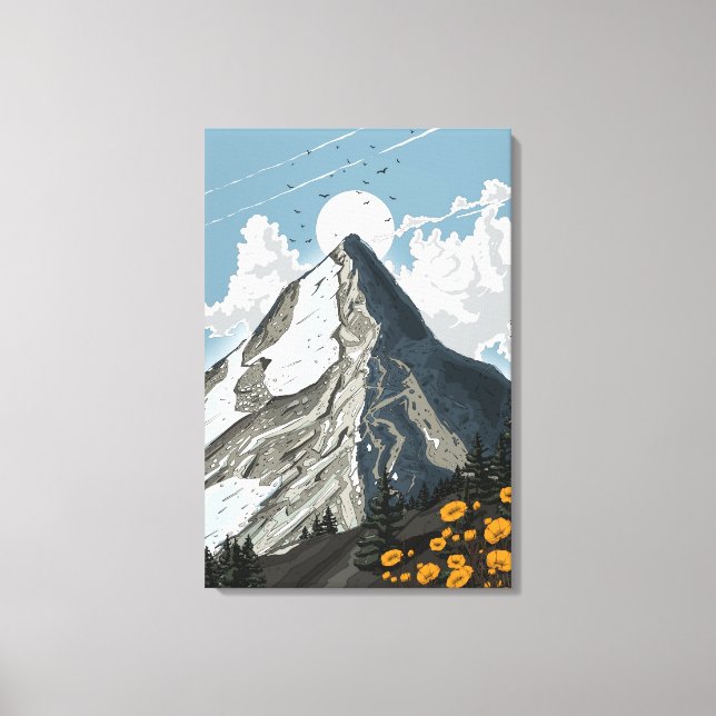 Schweiz Snötäckt Berg Canvastryck (Framsida)
