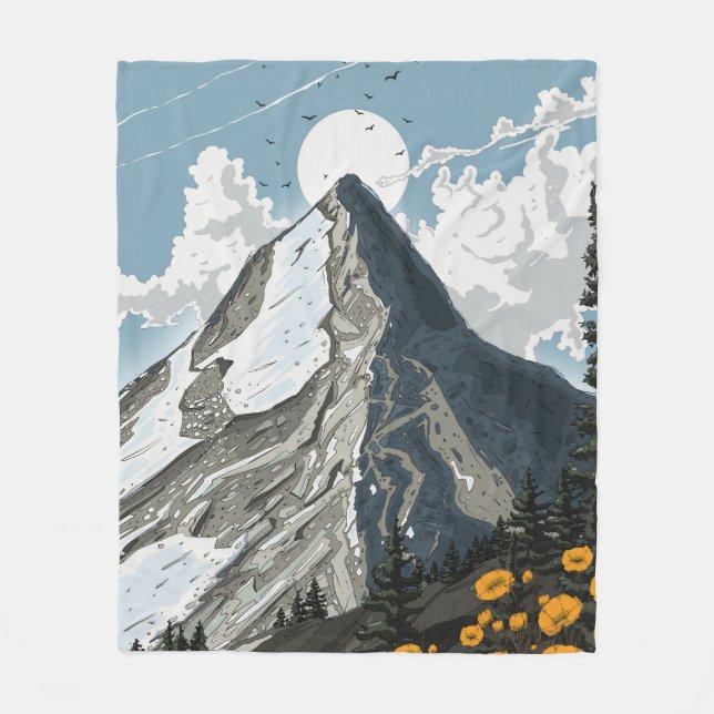 Schweiz Snötäckt Berg Fleecefilt (Framsidan)