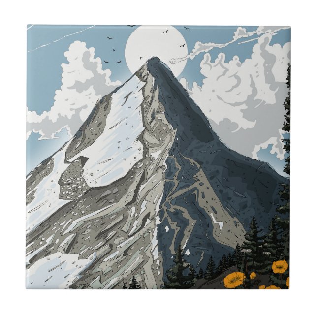 Schweiz Snötäckt Berg Kakelplatta (Framsidan)