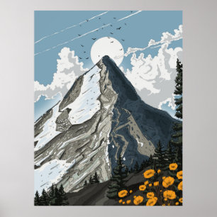 Schweiz Snötäckt Berg Poster