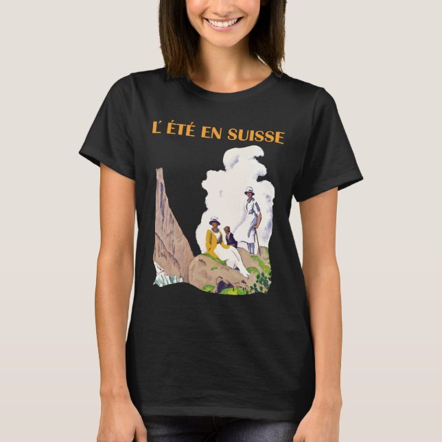 Schweiz sommar bergstopp resa t shirt (Framsida)