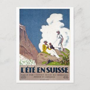 Schweiz, sommarmats på bergen, vintage vykort