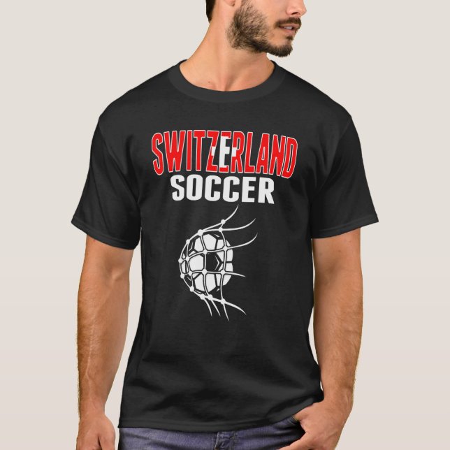 Schweiz sportbuss i schweiziska fotbollsdyna t shirt (Framsida)