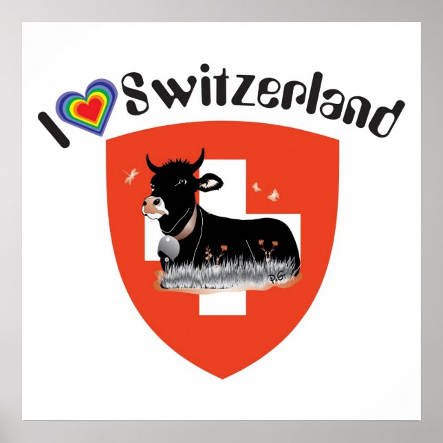 Schweiz, Suisse, Svizzera, Svizra, Schweiz Poster (Framsidan)