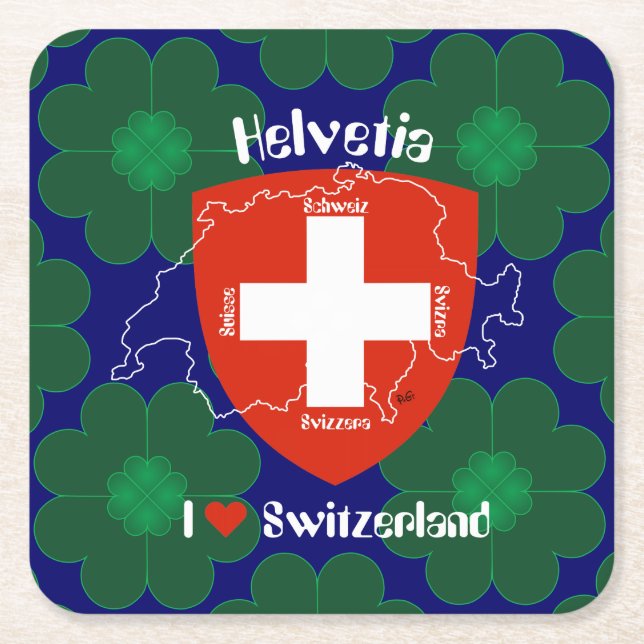 Schweiz Suisse Svizzera Svizra Switzerland Underlägg Papper Kvadrat (Framsidan)