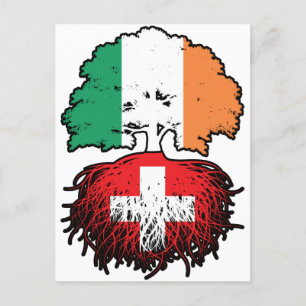 Schweiz Swiss Irish Träd Roots Flagga Vykort