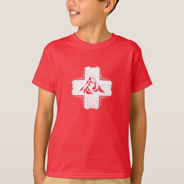 Schweiz T-Shirt - Schweiz Flagga Matterhorn (Framsida)