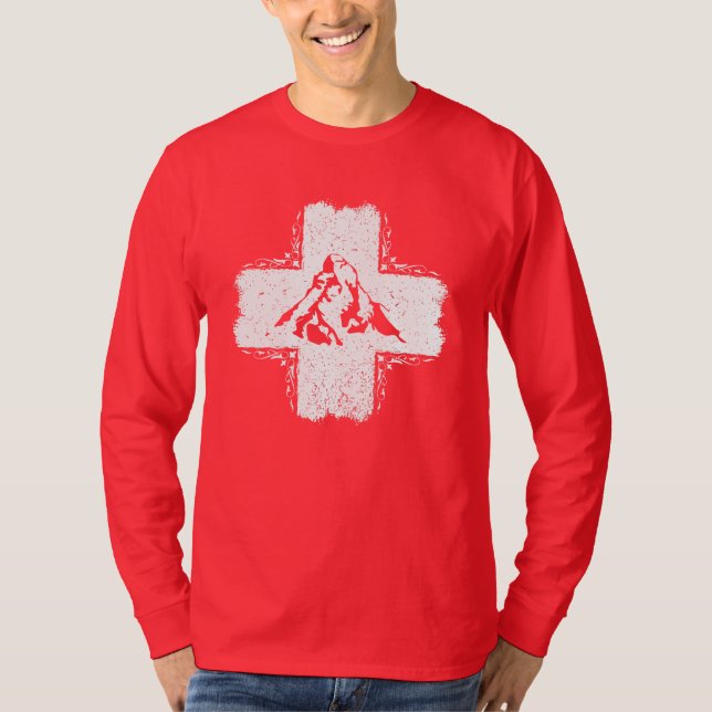 Schweiz T-Shirt - Swiss Flagga T-Shirt (Framsida)