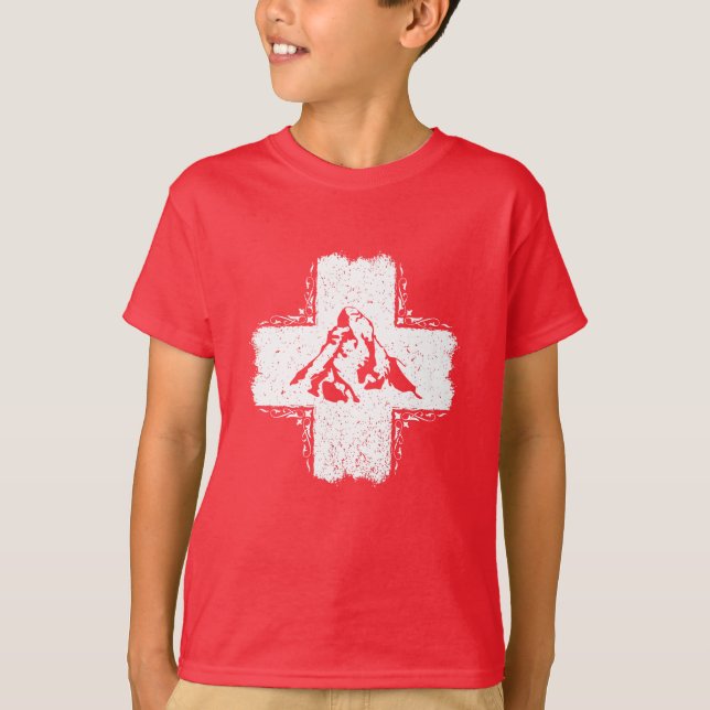 Schweiz T-Shirt - Swiss Flagga T-Shirt (Framsida)