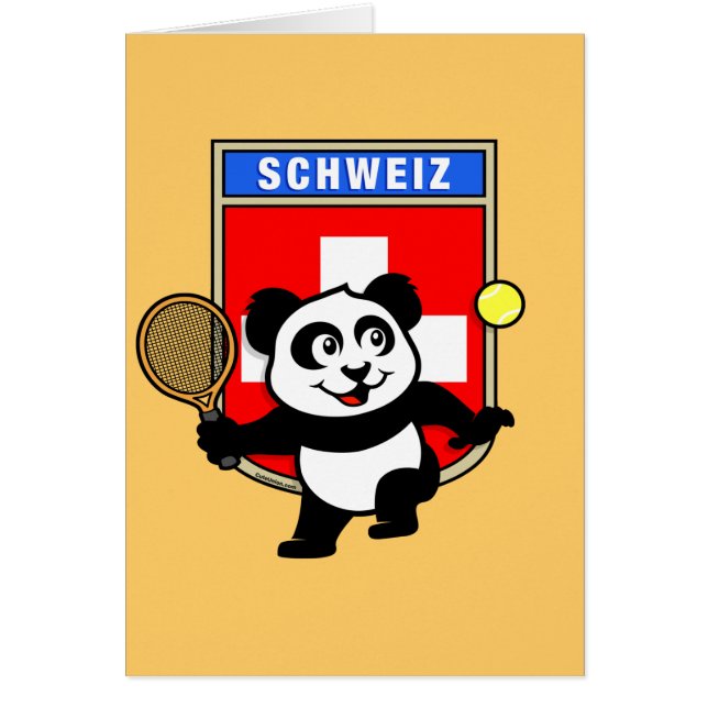 Schweiz Tennis Panda Hälsningskort (Framsidan)