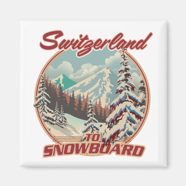 Schweiz till Snowboard Magnet (Framsidan)