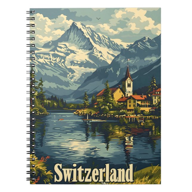 Schweiz Tranquilitet: Lakeside Village Anteckningsbok (Framsidan)