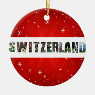 Schweiz Travel Foton Snowflake jul Julgransprydnad Keramik
