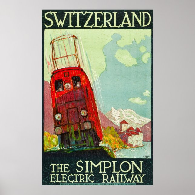 Schweiz Travel Poster, Electric Railway Poster (Framsidan)