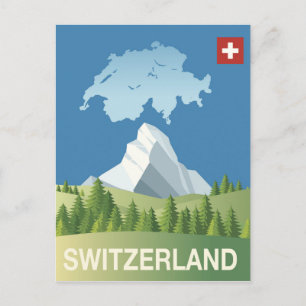 Schweiz Travel Poster Vykort