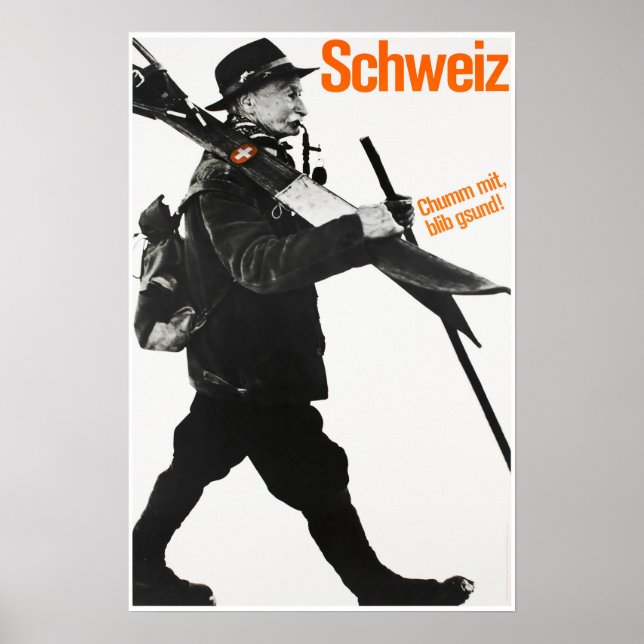 Schweiz, Travel Ski Poster (Framsidan)