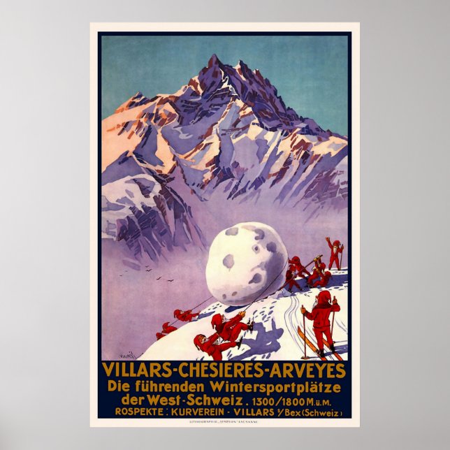 Schweiz Villars Chesieres Arveyes Poster (Framsidan)