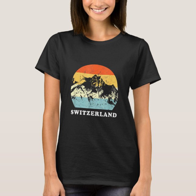 Schweiz Vintage Mountain Vacation T Shirt (Framsida)