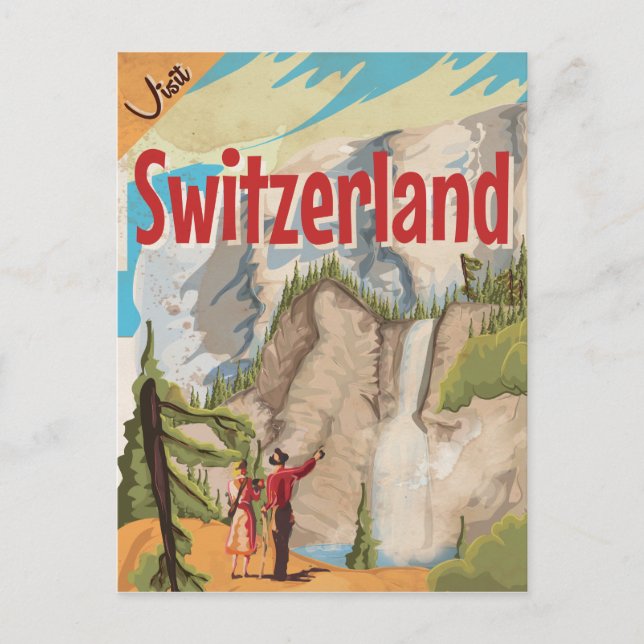 Schweiz Vintage Resa Poster Vykort (Framsida)