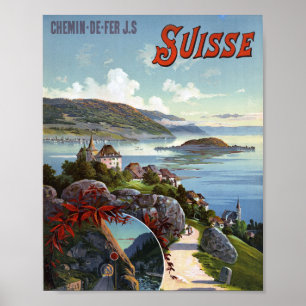 Schweiz Vintage Schweiziska turistresebyrå Poster