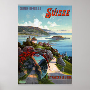 Schweiz Vintage Schweiziska turistresor Poster