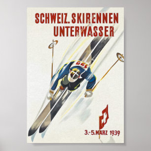 Schweiz Vintage Ski Poster