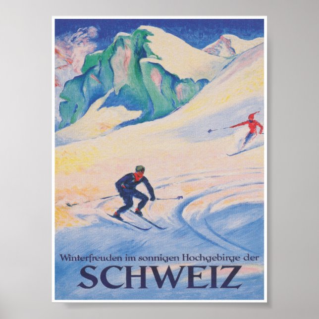 Schweiz Vintage Ski Travel Poster (Framsidan)