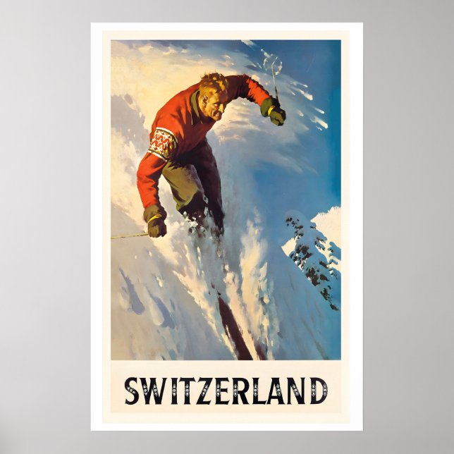 Schweiz Vintage skidisplayaffisch Poster (Framsidan)