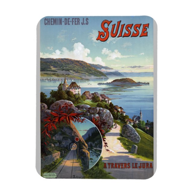 Schweiz Vintage Swiss Turavel Poster Magnet (Vertikal)