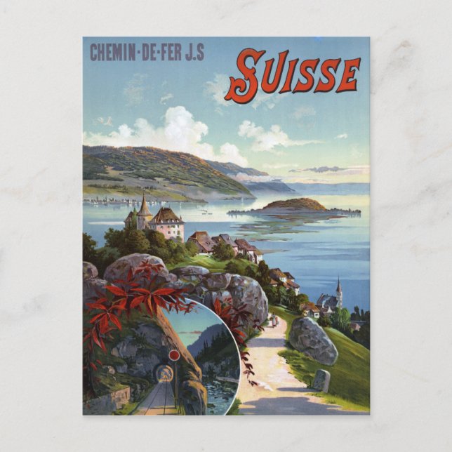 Schweiz Vintage Swiss Turavel Poster Vykort (Framsida)