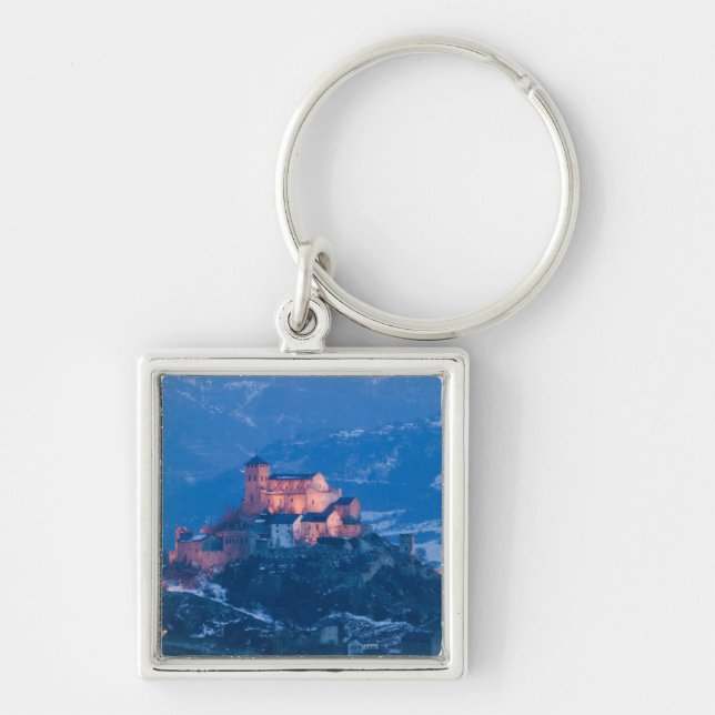 SCHWEIZ, Wallis/Valais, SION: Basilique de Fyrkantig Silverfärgad Nyckelring (Framsidan)