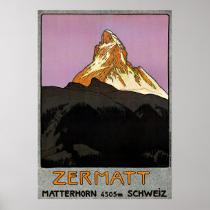 Schweiz Zermatt Vintage resor Poster återställt