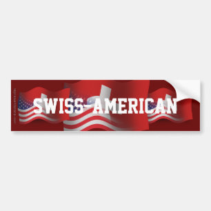 Schweizare-Amerikan som vinkar flagga Bildekal