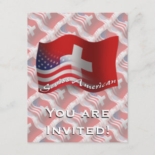 Schweizare-Amerikan som vinkar flagga Inbjudningar