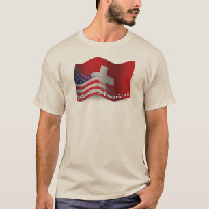 Schweizare-Amerikan som vinkar flagga Tee Shirt