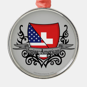 Schweizare-Amerikanen skyddar flagga Julgransprydnad Metall