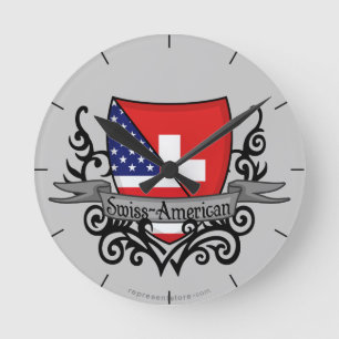 Schweizare-Amerikanen skyddar flagga Rund Klocka