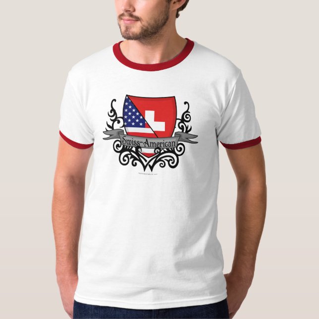 Schweizare-Amerikanen skyddar flagga Tee (Framsida)