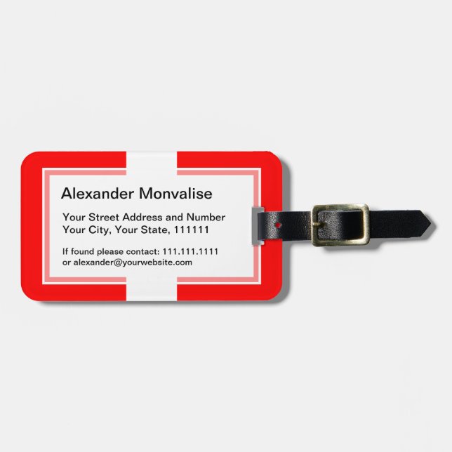 Schweizareflagga älskar jag röda Schweitz och vit Bagagebricka (Horisontell Framsida)