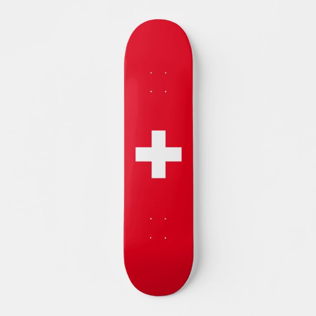 Schweizareflagga Mini Skateboard Bräda 18,5 Cm (Framsida)