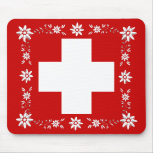 Schweizareflagga och edelweiss 2 musmatta