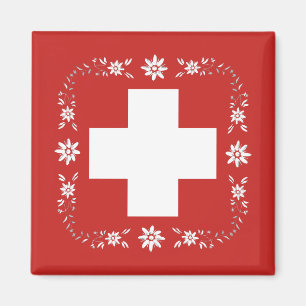 Schweizareflagga och edelweiss magnet