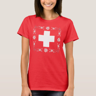 Schweizareflagga och edelweiss t-shirt