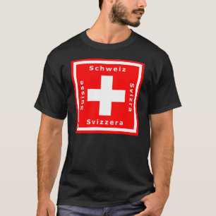 Schweizareflagga och Schweitz fyra språk Tee Shirt